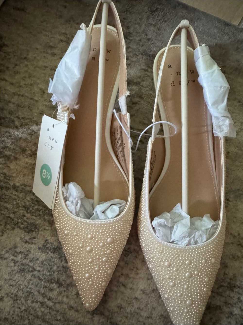 Target Pearl-Embellished Pointed Toe Slingback heels